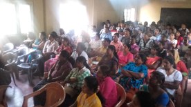 Some of the parents and students at the Presentation at Mirahawatta Devananda Public School (Sri Devananda Madya Maha Vidyalaya)