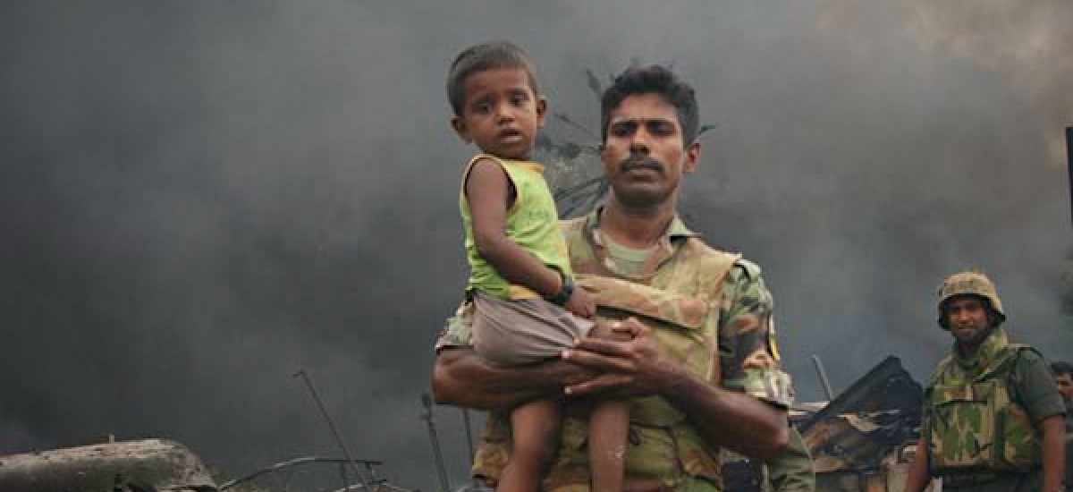 Sri Lankan Soldiers helping the Tamils Trapped in the War Zone in Civil War Sri Lanka